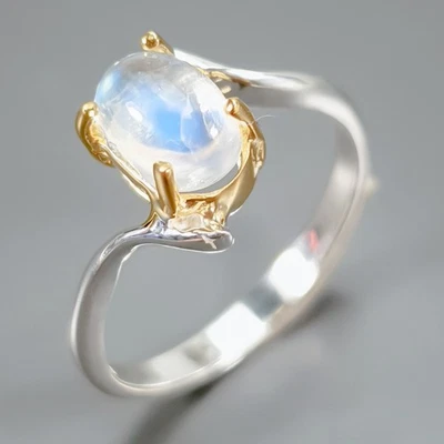 Jewellery Natural Moonstone Ring 925 Sterling Silver Size 5.75 /R441735 - Image 1 of 4