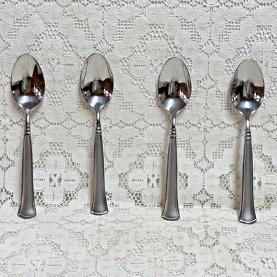 Матовые овальные чайные ложки Reed & Barton Sylvan 6 1/2 дюйма нержавеющая сталь 18/10 EXC+ набор 4 - Изображение 1 из 4