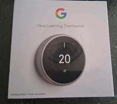 Google Nest T3007EF Learning 3rd Generation Thermostat - Stainless Steel - NEW - Image 1 of 3
