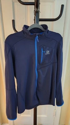 Chaqueta Salomon Cremallera Completa Azul Marino ActiTherm Para Hombres M Capa Media Exterior Foto 1 de 4