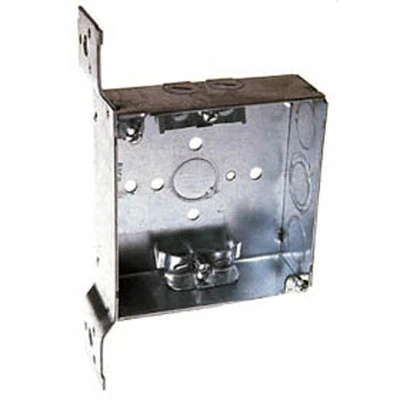 4" Square Welded Electrical Box 1-1/2 Deep w/ NMSC/RX Cable Clamps ~Raco 223
