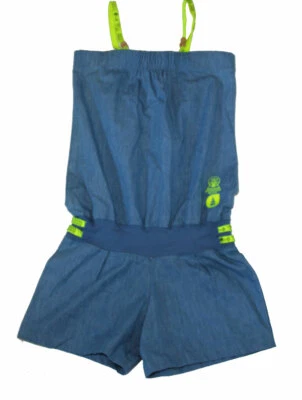 S4) JUMPSUIT SUIT OVERALL KURZOVERAL EINTEILER PICTURE CHERRY BLAU Gr. S 36 NEU - Bild 1 von 3