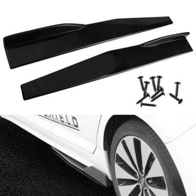 2x Black Side Skirt Rocker Splitters Winglet Wings Canard Diffuser Universal - Image 1 of 4