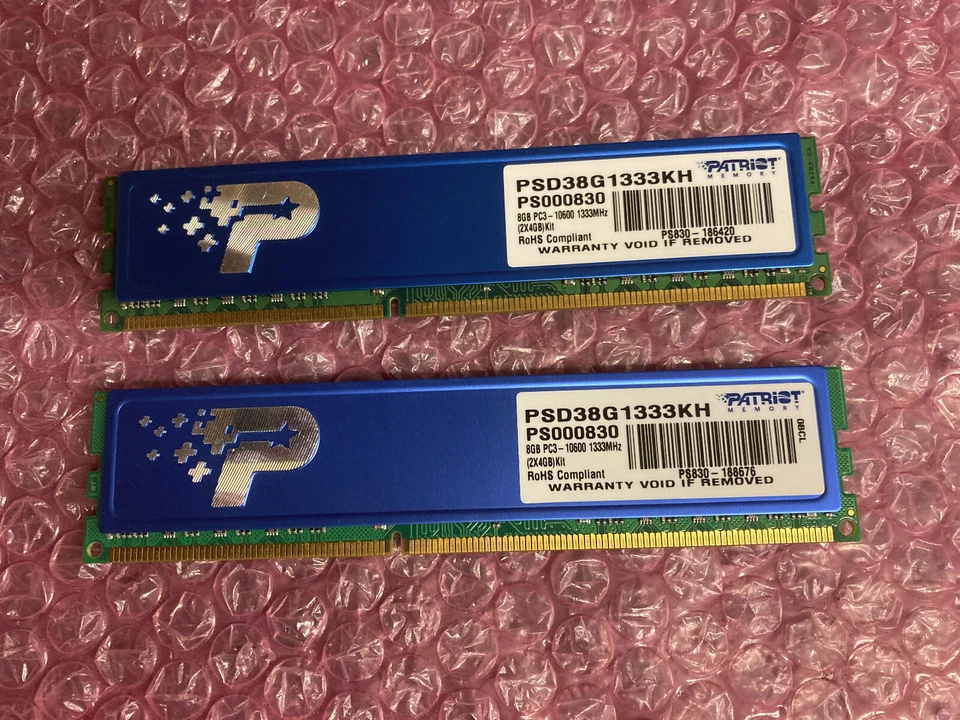 Patriot PSD38G1333KH,PS000830  8GB (2X4GB) PC3-10600 1333MHZ DIMM 240 PIN Memory - Image 1 of 1