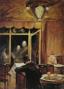Lesser Ury Evening at Café Bauer 1898 17"x 22" Archival Art Print - Picture 1 of 1