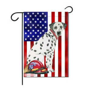 Dalmatian Dog Patriotic Garden Flag Double Sided 12" x 18" - Picture 1 of 1