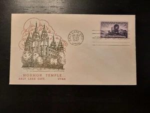 1947 FDC Mormon Temple Illustrated Cachet Salt Lake City Utah - Picture 1 of 2