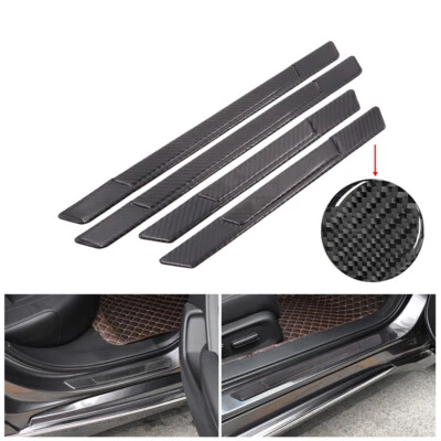 NEW 4PCS Black Carbon Fiber Car Door Sill Cover Panel Step Protector For DODGE - Image 1 of 4