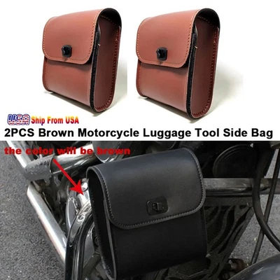 Bolsa de herramientas lateral universal para almacenamiento de bicicletas de cuero PU de 2 piezas Foto 1 de 4