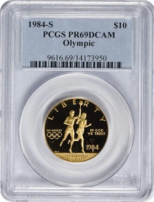 1984-S Olympic $10 Gold Ten Dollar Commemorative PR69DCAM PCGS - Image 1 of 2