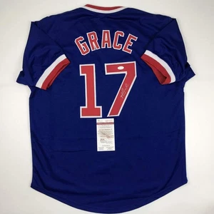 Autographed/Signed MARK GRACE Chicago Blue Baseball Jersey JSA COA Auto - Picture 1 of 4