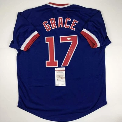 Autographed/Signed MARK GRACE Chicago Blue Baseball Jersey JSA COA Auto - Image 1 of 4