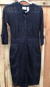Anthropologie Beguile Byron Lars Mona Black Lace Button Front Dress Size 6 NWOT - Picture 1 of 7