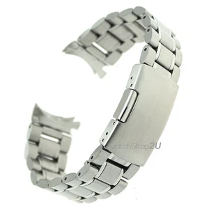 Correa de reloj de pulsera de acero inoxidable con eslabones sólidos de extremo curvo de 18 a 24 mm - Imagen 1 de 1