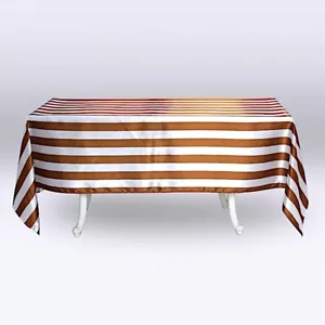 GOLD WHITE 60x102" Satin Stripes Rectangular Tablecloth Wedding Decorations - Picture 1 of 6