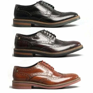 Base London WOBURN Mens Formal Office Polished Leather Lace Up Brogue Shoes