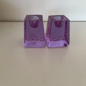 Fire and Light Lavender Neodymium Recycled Glass Candlestick Holders - Picture 1 of 5