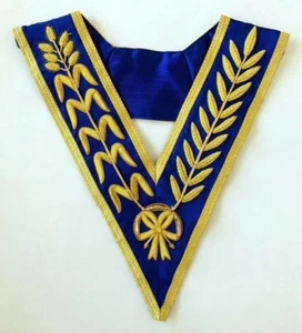 Masonic Grand Lodge Officer Collar in Blue with Gold Bullion Embroidery - Picture 1 of 1