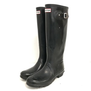 Hunter Wellies Women's UK 7 Black Natural Rubber Shoes Knee High Boots 041039