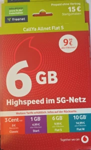 Vodafone CallYa Allnet Flat S – Prepaid SIM mit 6 GB & 15€ Startguthaben – Neu - Bild 1 von 2