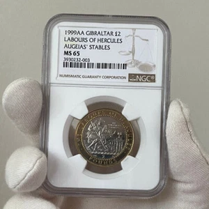 1999 Gibraltar £2 Hercules The Augeias Stables - NGC slabbed MS65 - Picture 1 of 4