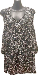 Autograph Plus Size 20 Tunic Top Black & White Cold Shoulder Stretch Long Sleeve - Picture 1 of 9