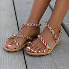 Women's Sandals Flat Heel Fashion Beaded Sandals Summer Flip Flops Beach Shoes