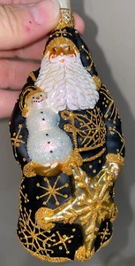 Patricia Breen Santa schwarz & gold Schneeflocken halten Schneemann SELTEN (ToteTT) - Bild 1 von 11