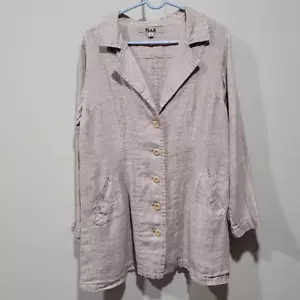 Flax Top Shirt Shacket Jacket Size S Grey 100% Linen Slouchy Relaxed Lagenlook - Picture 1 of 11