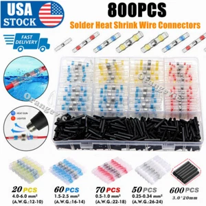 800pcs Heat Shrink Wire Connectors Waterproof Butt Terminals Solder Seal Sleeve - Picture 1 of 12