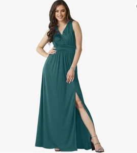 KOH KOH Womens Long Sleeveless Bridesmaid Cocktail Evening Maxi Dress Teal 4X - Picture 1 of 5