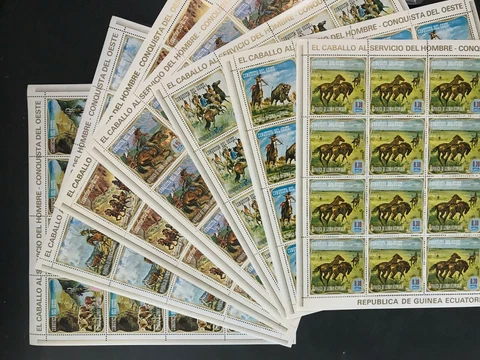 Equatorial Guinea #Mi413-Mi419 MNH M/S CV€56.00 Conquest American West Horses Cover