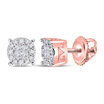 Brincos femininos de ouro rosa 14K com diamante redondo princesa 1/6 CTTW - Imagem 1 de 2