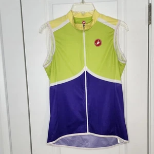 Castelli Cycling Vest Full Zip Sleeveless Pockets Purple Green Womens M - Picture 1 of 8