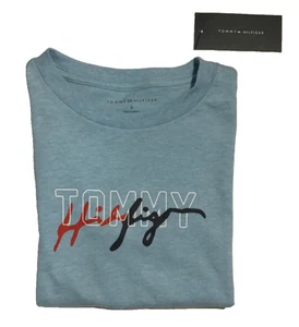 Tommy Hilfiger Boy’s T-Shirt Sz 5 Light Blue w/ Logo Short Sleeve Crew Neck NEW - Picture 1 of 8
