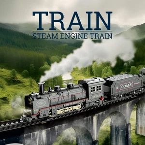 Retro Electric Steam Engine Train Model Toy Set Multi Carriage Operated Boy Gift - Bild 1 von 9