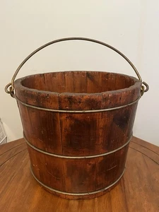 Early Antique Primitive Brimfield Antique Show Wooden Bucket Original Signed - Picture 1 of 12