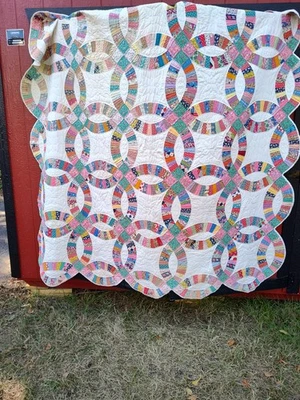 Edredón doble anillo de bodas 80X80 hecho a mano ¡TIENES QUE VER ESTO! Foto 1 de 4