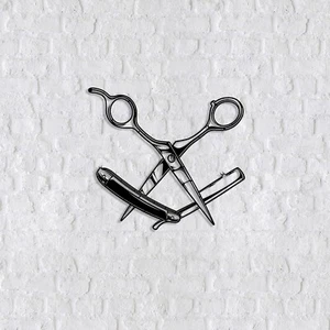 Wandkunst aus Metall 2mm Stahl Wandbilder Bilder 3D Deko Friseur / Barbier - Bild 1 von 9