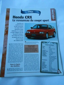 Honda CRX le renouveau du coupé Sport 1984 Fiche Technique Auto - Picture 1 of 1