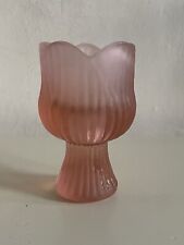 Small Pink Satin Glass Tulip Shaped Candle Holder