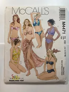 McCall's M4471 Two-Piece Bathing Suits Pareo Sizes (12-18) UNCUT Free Shipping - Picture 1 of 6