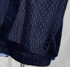 Vintage 48R Black Blue Red green Geometric Wool Tweed Blazer Jacket Sport Coat - Picture 1 of 7