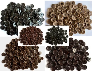 Button 15mm 20mm Brown Swirl 4 Hole Polished Various Buttons Styles to Choose - Picture 1 of 34