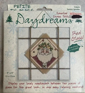 VINTAGE DAYDREAMS PETITE IN GLASS COUNTED CROSS STITCH 1999 SANTA'S SPARKLE - Picture 1 of 2