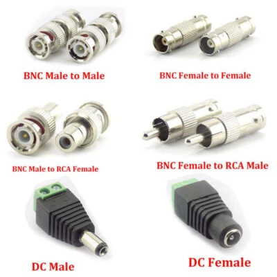 DC BNC RCA female male to male Coax Coupler Video Balun connector Power plug - Image 1 of 4