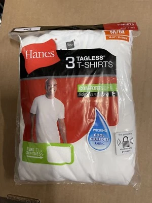Hans 3 Tagless White Short Sleeve T Shirt Mens Size Medium - Image 1 of 3