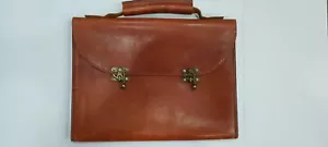 Antique solid 10oz. Full Grain Leather Attache or Briefcase Excellent Cond. - Picture 1 of 13