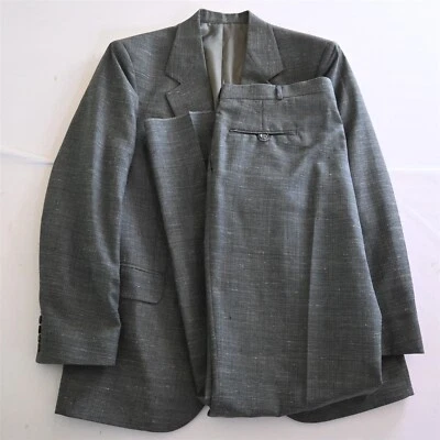 NEW Deadstock Vtg 43R 44R 36 Gray Glenn Check Linen Mens Jacket Pants Suit - Image 1 of 4