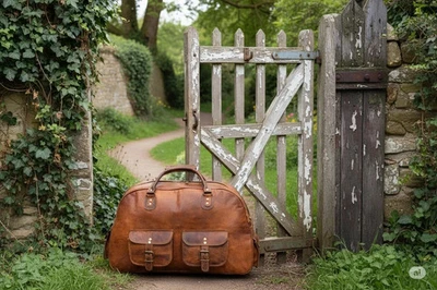 Detailed Leather Travel Luggage Goat Men's Brown Duffle Bag Genuine Gym Vintage - Image 1 of 4